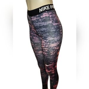 Nike Pro Fitness Leggings XS Pink Purple Black Camo Print Dri-FIT Size S